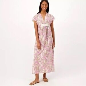 QVC Destination 365 Women's Plus Sz 2X Lightweight Peasant Maxi Dress Beach Boho